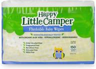 🌿 150 count happy little camper natural flushable wet wipes with aloe vera and vitamin e – gentle, hypoallergenic, dermatologically tested, chlorine-free, septic safe – unscented, blue logo