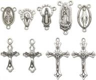 100g (60pcs) antique silver cross jesus maria our lady miraculous centerpiece crucifix medal charms pendants for crafting, jewelry findings making accessory for diy rosary necklace bracelet (m154) logo