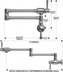 img 3 attached to Commercial Kitchen Sink Faucet - IMLEZON Stainless Steel Pot Filler With Wall Mount, Folding Stretchable Design, Single Hole, And Dual Handles