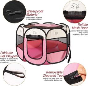 img 1 attached to 🐾 Water Resistant Portable Foldable Pet Playpen for Dogs, Cats, and Rabbits - Indoor/Outdoor Use with Carrying Case and Travel Bowl