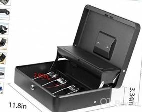 img 5 attached to Security Cash Box With Combination Lock, 11.8"L X 9.5"W Steel Money Tray And Coin Tray Cover, Portable Money Safe With Security Slot & Cable - Black