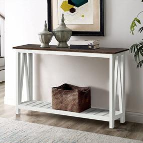 img 4 attached to Rustic Vintage ChooChoo Farmhouse Console Table - Perfect For Entryway, Living Room & Hallway - 40 White