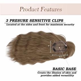img 2 attached to Curly Wavy Hair Topper With Bangs And Clips For Women - FESHFEN Synthetic Hair Extensions For Thinning Crown, 14 Inches In Brown Mixed Blonde, Ideal Hairpiece For Daily Use