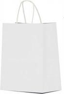 400 pack of white kraft paper bags with handles - perfect for retail, parties, and gifts logo