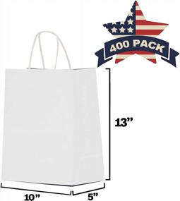 img 3 attached to 400 пакетов из белой крафт-бумаги с ручками - идеально подходит для розничной торговли, вечеринок и подарков