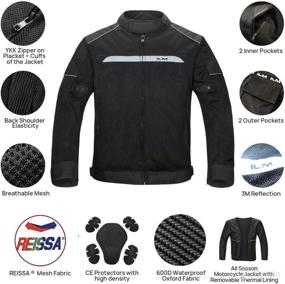 img 3 attached to 🧥 ILM CE Armored Motorcycle Jacket Model-B01: All-Seasons Mesh Textile, Reflective Riding Gear for Men and Women (Black, Medium)