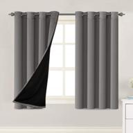 h.versailtex 100% blackout curtains 63 inches long (2 layers) full light blocking lined window curtain draperies for bedroom thermal insulated soft thick silky grommet 2 panels, grey with black liner logo
