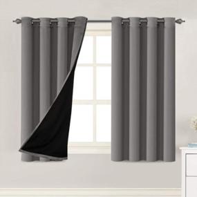 img 4 attached to H.VERSAILTEX 100% Blackout Curtains 63 Inches Long (2 Layers) Full Light Blocking Lined Window Curtain Draperies For Bedroom Thermal Insulated Soft Thick Silky Grommet 2 Panels, Grey With Black Liner