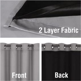 img 2 attached to H.VERSAILTEX 100% Blackout Curtains 63 Inches Long (2 Layers) Full Light Blocking Lined Window Curtain Draperies For Bedroom Thermal Insulated Soft Thick Silky Grommet 2 Panels, Grey With Black Liner