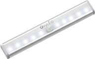 oxyled motion sensor lights - battery operated under cabinet and closet lighting with 10 led bulbs, wireless stick-on design for safe navigation on stairs and wardrobe illumination (1 pack) logo