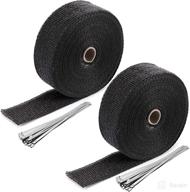 🔥 zoenhou 2 rolls - 2 inch x 50 feet fiberglass exhaust heat wrap with 20 stainless ties - black insulating tape for machine manifold and exhaust pipes logo