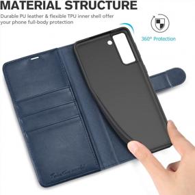 img 1 attached to Galaxy S21+ Plus 5G Wallet Case TUCCH [TPU Shockproof Interior] RFID Blocking Folio Stand Card Slot Magnetic PU Leather Protect Cover Compatible 6.7-Inch Dark Blue