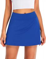 high-waisted women's tennis skirt with pockets - athletic golf and running skort for workout and sports activewear logo