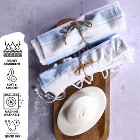 img 3 attached to Полотенца для рук Folkulture Boho: декоративный набор из 100% хлопка из 2 шт. для ванной комнаты с кисточками синего цвета Cabana