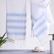 folkulture boho hand towels: decorative 100% cotton set of 2 for bathroom with tassels in cabana blue logo