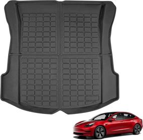 img 4 attached to 🚘 BASENOR All-Protection Heavy Duty Rear Trunk Liner for Tesla Model 3 (2016-2022) GEN 2 - Cargo Mat