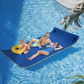 img 3 attached to HOMCOM 10' X 5' Floating Water Mat, 3-Layer Swimming Pool Float Ultimate Super-Sized Portable Foam Raft, Thick And Durable Water Activities Mat For Lake, Oceans, Blue