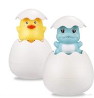 🦖 bath toy set of 2 baby egg raining bath toy | hidden dinosaur squirt egg water shower tub floating toy | plastic easter eggs for boys and girls | bath toys for 1-6 years old | black logo