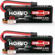 hoovo 2s 7.4v lipo battery 5200mah 60c hard case rc lipo battery with tr plug for rc car truck boat buggy truggy(2 pack) logo