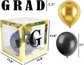 img 1 attached to 4Pcs Graduation Party Decoration Boxes With GRAD Balloons - Black Gold & 20Pcs Latex Balloons For Grad Celebration Supplies.