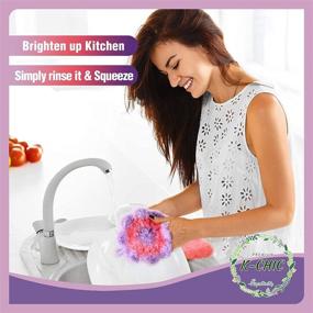 img 1 attached to 🧽 K-CHIC Premium Hand Crochet Non-Scratch Dish Scrubber: Quick-Dry Cleaning Sponge for Eco-Friendly Kitchen and Household Cleaning