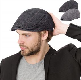 img 3 attached to Stay Stylish And Classic With Our 2 Pack Newsboy Hats For Men - Herringbone Tweed Wool Blend Flat Cap, Ideal For Driving And A Perfect Addition To Your Wardrobe