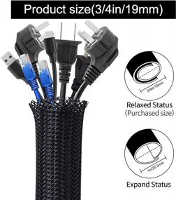 img 3 attached to 3/4In Split Cable Management Sleeve - 10Ft Black Flame Retardant Braided Mesh Wire Wrap For TV Computer Office Home Auto, With 3Pcs Ties