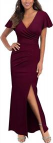 img 4 attached to Elegant And Chic: Miusol Women'S Deep V-Neck Ruffle Evening Dress