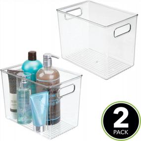 img 3 attached to Пластиковые контейнеры для хранения в ванной с ручками, 2 шт. - организуйте мыло, шампуни, сыворотки и многое другое!