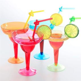 img 4 attached to 36Pcs Plastic Margarita Glasses For Mexican Theme Parties - 12Oz Neon Disposable Cocktail Cups In Green, Blue, Pink & Orange