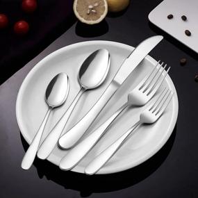 img 1 attached to Upgrade Your Dining Experience With HaWare'S Heavy Duty 45-Piece Silverware Set - Modern Cutlery And Serving Utensils For 8 People, Dishwasher Safe And Mirror Polished