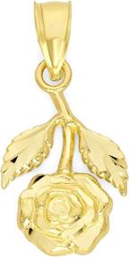 img 4 attached to 🌹 Exquisite 10k Solid Gold Rose Pendant: Romantic Dainty Flower Charm Jewelry Gift for Her