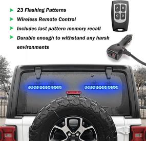 img 3 attached to 2-in-1 Emergency Strobe Lights Bar for Firefighters, Police, Fire Vehicles, and Trucks - Blue, 23 Flash Patterns - 2pcs, 12.8-Inch - Wireless Remote Control Safety Warning Lights