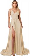 satin v neck bridesmaid dresses long with slit a line prom evening gown for formal events marsen logo