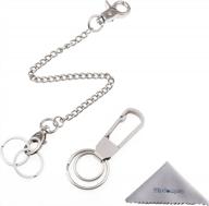 стильный и прочный серебряный набор для ключей: зажим для ключей из нержавеющей стали, 8-дюймовая цепочка для кошелька, застежка-лобстер и кольца для ключей - идеально подходит для ключей, ремней, брюк, джинсов и сумок логотип