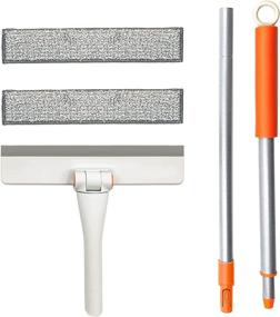 img 4 attached to 🪟 2 in 1 Rotatable Window Cleaning Tool Kit with 48-inch Extendable Handle - Window Squeegee, 180° Rotating Head, Window Scraper, and Scrubber Combo - Optimal Glass Cleaning Solution