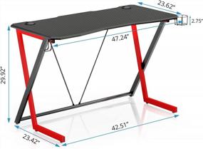 img 2 attached to VIPEK 47-Inch Ergonomic Gaming Desk For Home Office And PC Gaming - X-Shaped Black & Red Gamer Workstation With Cup Holder, Headphone Hook, And Double Cable Management