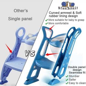 img 3 attached to Potty Training Made Easy: BlueSnail Toilet Seat With Step Stool Ladder For Kids And Toddlers - Blue Upgrade PU Cushion!