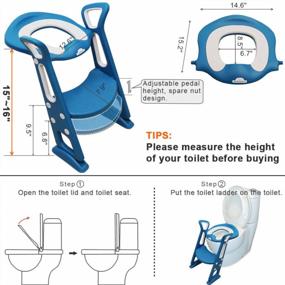img 2 attached to Potty Training Made Easy: BlueSnail Toilet Seat With Step Stool Ladder For Kids And Toddlers - Blue Upgrade PU Cushion!