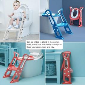 img 1 attached to Potty Training Made Easy: BlueSnail Toilet Seat With Step Stool Ladder For Kids And Toddlers - Blue Upgrade PU Cushion!