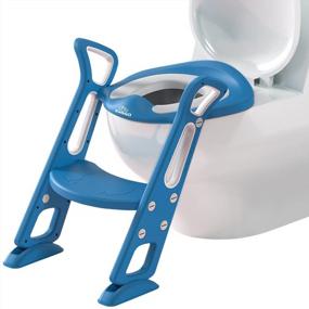img 4 attached to Potty Training Made Easy: BlueSnail Toilet Seat With Step Stool Ladder For Kids And Toddlers - Blue Upgrade PU Cushion!