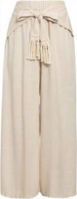 img 1 attached to Boho Tie-Waist Beach Hippie Pants For Women: Loose Wide-Leg Summer Pants With Tassel Detailing