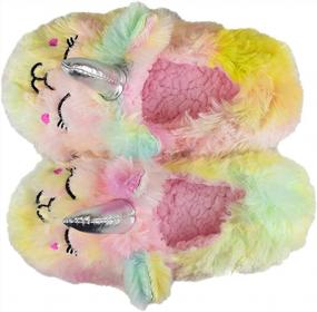 img 2 attached to Girls/Kids Cute Unicorn Slippers: Warm Plush Fleece House Slip-On Shoes By Tirzrro