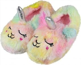 img 4 attached to Girls/Kids Cute Unicorn Slippers: Warm Plush Fleece House Slip-On Shoes By Tirzrro