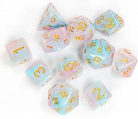 img 3 attached to Pink & Cyan Iridecent Swirls DND Polyhedral Dice Set - 11 Piece For Dungeons And Dragons, D&D Role Playing Games