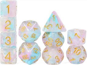 img 4 attached to Pink & Cyan Iridecent Swirls DND Polyhedral Dice Set - 11 Piece For Dungeons And Dragons, D&D Role Playing Games