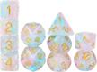 pink & cyan iridecent swirls dnd polyhedral dice set - 11 piece for dungeons and dragons, d&d role playing games logo