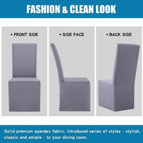 img 1 attached to 6-Piece Grey Stretch Waterproof Dining Chair Covers Long High Back Slipcovers For Dining Room Chairs.