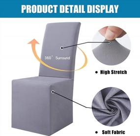 img 2 attached to 6-Piece Grey Stretch Waterproof Dining Chair Covers Long High Back Slipcovers For Dining Room Chairs.