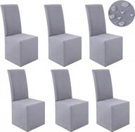 серые эластичные водонепроницаемые чехлы для обеденных стульев из 6 предметов, длинные чехлы с высокой спинкой для стульев в столовой. логотип